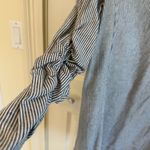 Max Studio NWOT Navy & White Pinstriped Linen & Rayon Rouched Sleeve Blazer Med Photo 3