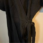 Violets & Roses Dress Midi Black Casual Cocktail Tie Waist Textured Neutral Size 6 Photo 3