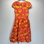 Summer Sunset Flying Birds 100% Cotton Pleated Skirt Midi Dress by Emily & Finn Orange Photo 3