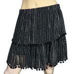 Allison New York Women’s Size M Black White Chiffon Pom Pom Trim Tiered Skirt Size M Photo 1