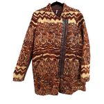 Free People Free‎ People Brown Boho Indie Wool Aztec Print Asymmetric Zip Jacket Coat Small Photo 1