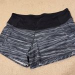 Lululemon  Run Times Short Size 10 Black White Gray Stripe LW7B36S Lined Photo 1