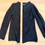 Adrianna Papell  Fuzzy Cardigan Sweater Black Open Front Boucle Knit Medium M Photo 4