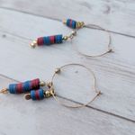 Vintage Dangle Earrings For Pierced Ears Gold Tone, Blue, Red Blue Photo 4