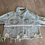 Blue B Collection Denim Jacket Teens Size Small Cropped Blue Distressed Photo 10