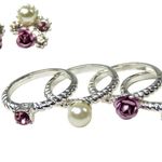 1990s Vintage Avon Rose Pink Pearl Silver Jewelry Set Retro Coquette Photo 1