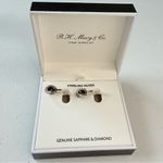 Macy's RH Macy’s & Co Sterling Silver sapphire and Diamond earrings Photo 2