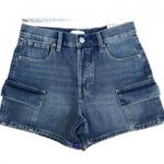PacSun Medium Indigo High Waisted Girlfriend Cargo Shorts NWT Size 24 Photo 4