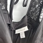 Topshop  Black Satin Long Midi Dress Floral Embroidery Size 2 Formal Photo 7