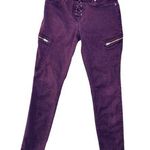 EXPRESS Purple Ankle Legging Mid Rise Front Tie Fringe Denim Jeans Photo 0