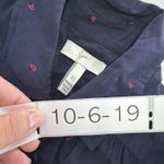 Joie  Shirt Womens XS Blue Ladybug Embroidered Button‎ Down Long Sleeve Blouse Photo 2