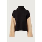 Sanctuary  Black Tan Colorblock Long Sleeve Turtleneck Pullover Sweater Medium Photo 3