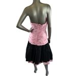 Vintage 1980s Victor Costa Pink and Black Strapless Dress Small Photo 3