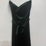 Lucy Paris  Green Alex Velvet Cropped Strapless Jumpsuit Sz M Photo 2