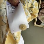 Uniqlo Yellow Floral Button-Up Top Linen Blend Feminine Beachy Tropical Photo 12