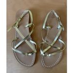 Minerva Sandali Gold Strappy Flat Leather Sandal Size 39/ US 8.5 Photo 5