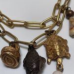 Pretty Charm Bracelet Gold Tone With Fish / Turtle / Stone Charms Photo 5