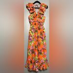 Love The Label Azaela Floral Ruffle Maxi Dress Topanga Coral Print Womens Size S Pink Photo 1