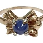 Vintage 10K 10KT Round Star Blue Sapphire Bow Design Yellow Gold Ring Size 6 Photo 1