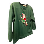 Vintage 90s Bobbie Brooks Christmas Sweater Size Med Embroidered Santa Holiday Green Photo 3