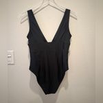 Quince Italian Plunge One Piece Swimsuit in Black size Medium Photo 4