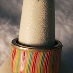 Multicolored Striped Thick Band Ring Yellow Photo 0