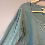 Sundance  Top Slate Blue Scoop Neck Long Sleeve Breast Pocket Tee Sz L EUC Photo 3