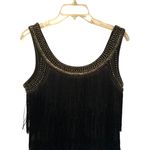Cache Black Fringe Covered Embellished Top Lined Fun Event Wedding Sz M/L Photo 1