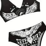 New Freebird Lynyrd Skynyrd Bikini Swimsuit Bathing Suit Beach Race Wear Black Size L Photo 4