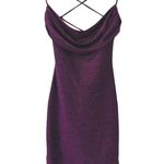 Lush Clothing Lush Purple Metallic Drape Neck Bodycon Dress Size XS NWOT Photo 0