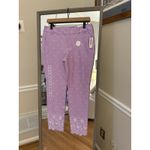 Old Navy Women's Sz 8 Lilac Purple White Floral Scalloped Hem Ankle Pixie Pant Photo 2