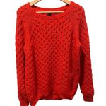 H&M Women’s Preppy Cableknit Chunky Oversized Sweater Orange Red Small Photo 2