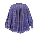 Free People Katie Bird Button down Blouse Blue Size s/m plaid metallic stripe Photo 4