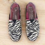 Bobs by Skechers GlitterZebra Print Slip son Shoes Black White 8 Faux Fur Lined Photo 3