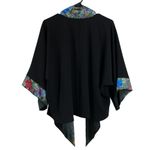 Invisible World Alaska Womens Kimono Jacket Hand Painted Silk Polyester Large Black Photo 1