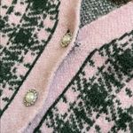 ZARA Pink Green Plaid Knit Vest Pearl Buttons Small Preppy Photo 3