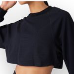 GIGI C Isabella Pullover Top Women's Medium Black Long Sleeve Cropped Textured Photo 11