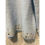 Villager  Sport Embroidered Knit Sweater Blue Floral Accent Beads‎ Womens Photo 3