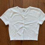 Aritzia Sunday Best white cropped short sleeve henley top - small Photo 0
