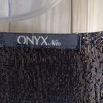 Onyx Nite  Open Front Cardigan/Shell, Size L, Sparkly Red Gold metallic Photo 1