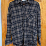 nuuds Plaid Button Front Shirt 100% Cotton Long Sleeve Casual Top Medium Black Photo 0