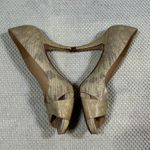 Kate Spade New York Billie Peep Toe Heels Gold Snakeskin Leather Pumps Size 7 Photo 3