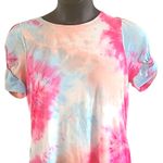Good Luck Gem NWT Women’s Multicolor Tie-Dye Puff Sleeve T-Shirt Dress XL Photo 3