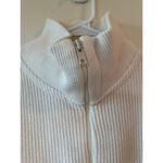 L.L.Bean  Long Sleeve Turtleneck Zip Up Sweater 100% Cotton Cream Women's Size L Photo 4