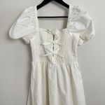 ASTR  the Label Bow Detail Smock Bodice Cotton Blend Dress in White Size Medium Photo 2
