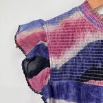 Chufy Northern Lights Kaia Navy Watercolor Top size Small Ruffle Tie Dye Stripes Blue Photo 4