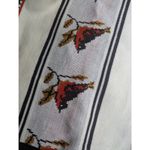 Vtg 1970s Ivory Brown Bird Patterned Knit Tie Front Fringe Trim Poncho Sweater L Size L Photo 2