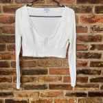 Tobi  White Long Sleeve Lift My Spirits Hook & eye Crop Top Women's Size Large Photo 1