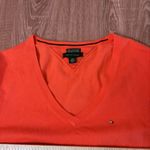 Tommy Hilfiger  V-neck Coral Orange Sweater Pima Cotton blend Preppy Academia L​ Photo 3