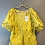 Tanya Taylor  Lacey Dress in Daffodil Yellow Sz 18 NWT w/ V Neck & Puff Sleeves Photo 5